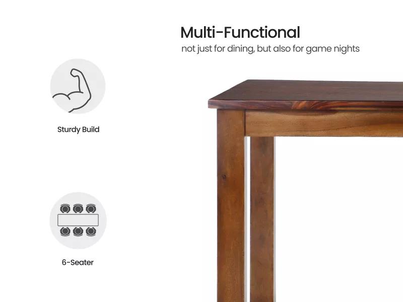 Alexa Solid Wood 6 Seater Dining Table