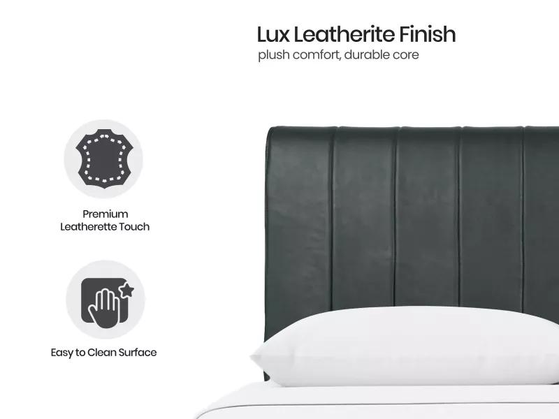 Regal Queen Bed with Bottle Green Leatherite