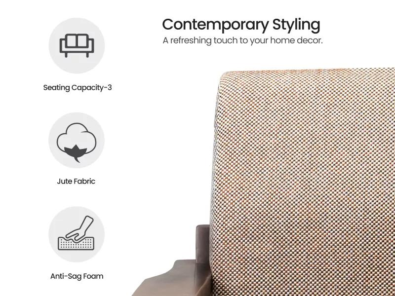 Athena Wooden Sofa   3 Seater