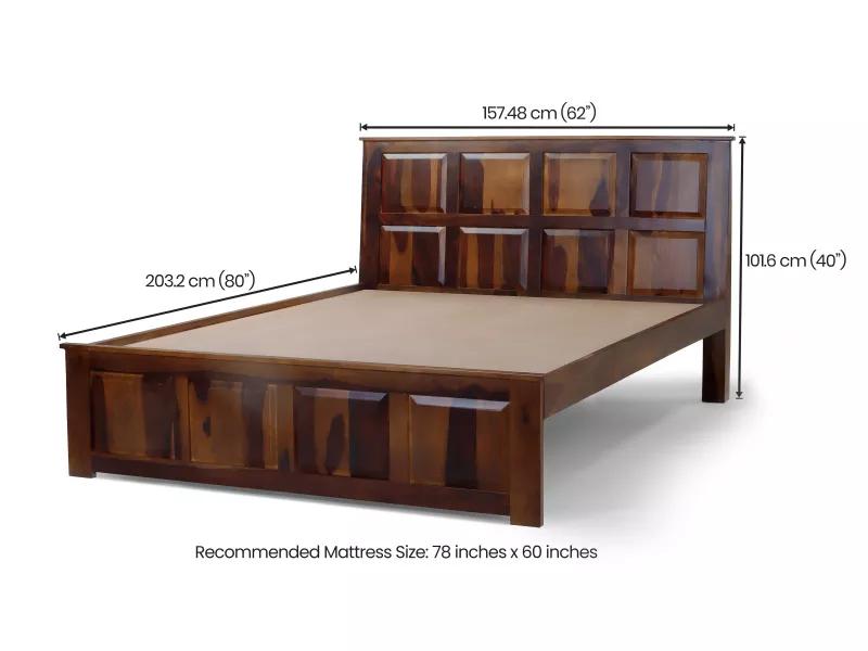 Alexa Solid Wood Queen Size Double Bed with 4 Inches Mattress