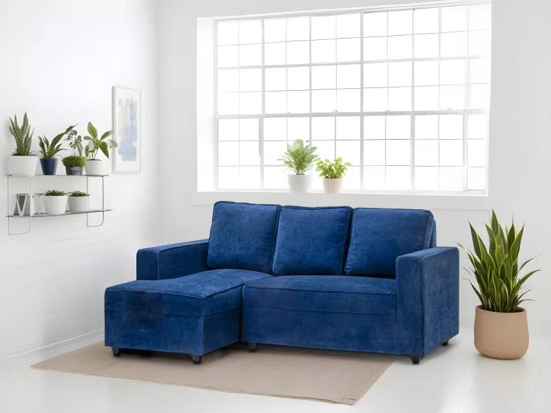 Daisy Upholstered L Shaped Sofa in Blue Color