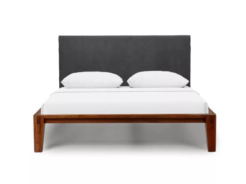 Jade Solid Wood Queen Size Double Bed with 4 Inches Mattress
