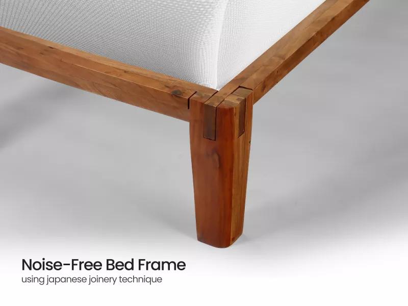 Jade Solid Wood Queen Size Double Bed with 4 Inches Mattress