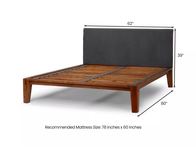 Jade Solid Wood Queen Size Double Bed with 4 Inches Mattress