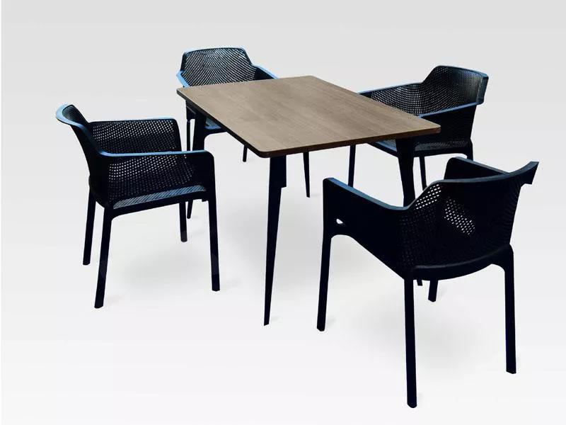 V-leg 4 Seater Dining Table with 4 Air Chairs