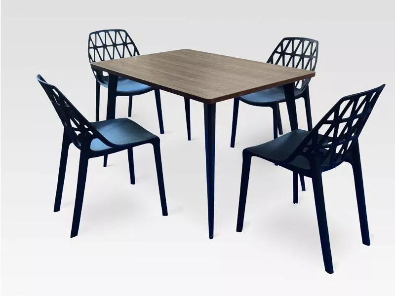 V-leg 4 Seater Dining Table with 4 Tang Chairs