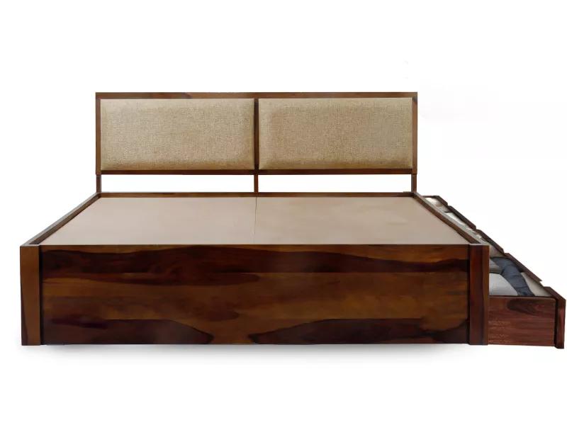 Vesta Solid Wood King Size Double Bed with Storage