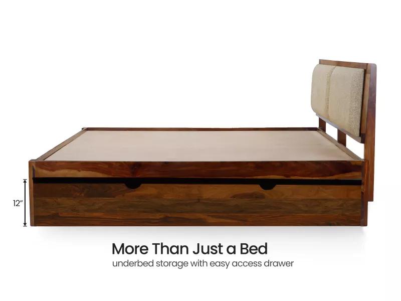 Vesta Solid Wood King Size Double Bed with Storage