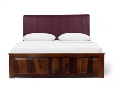 Regal Queen Bed with Burgundy Leatherite