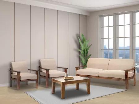 Athena Solid Wood Sofa Set with Coffee Table