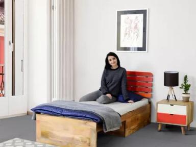 Erica Solid Wood Single Bed with 4 Inches Mattress