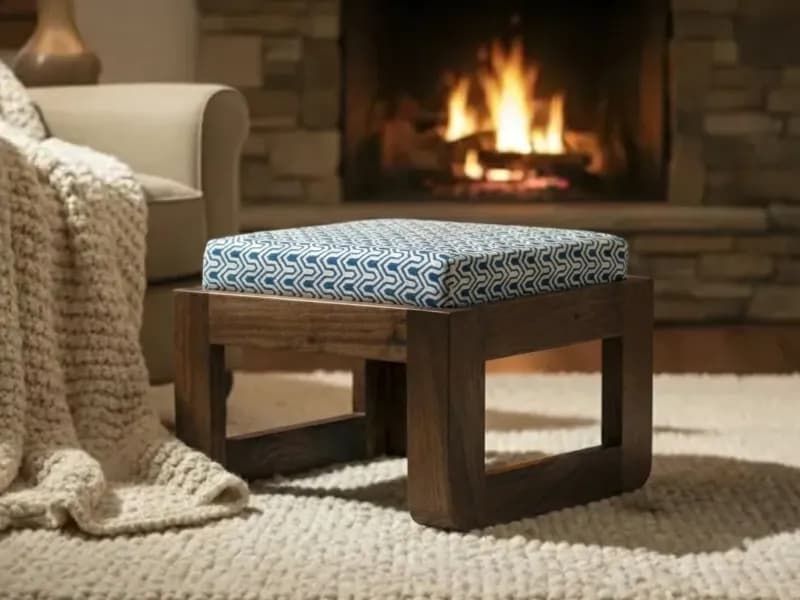 Alexa Solid Wood Upholstered Stool