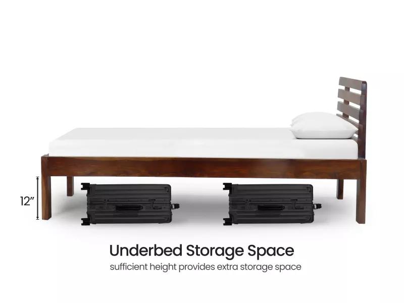 Alexa Solid Wood Single Bed with 4 Inches Mattress ( 78 x 36 Inches)