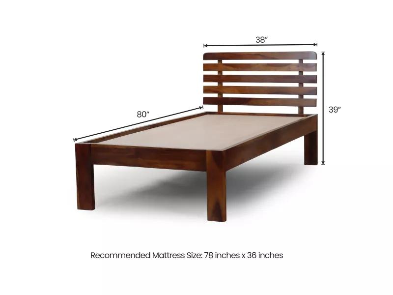 Alexa Solid Wood Single Bed with 4 Inches Mattress ( 78 x 36 Inches)