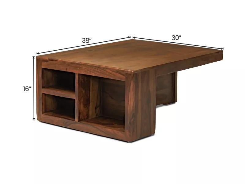 Alexa Solid Wood Coffee Table with 4 Stools