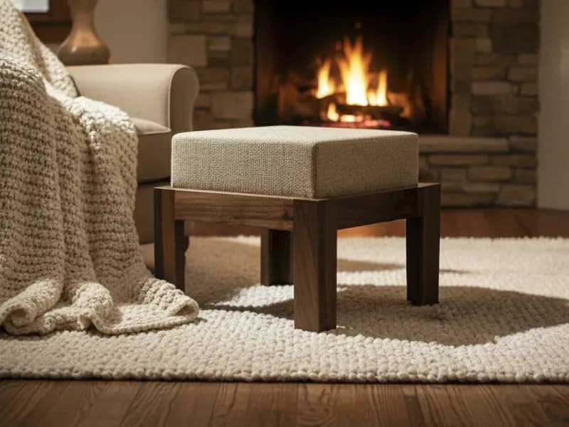 Belle Solid Wood Upholstered Stool