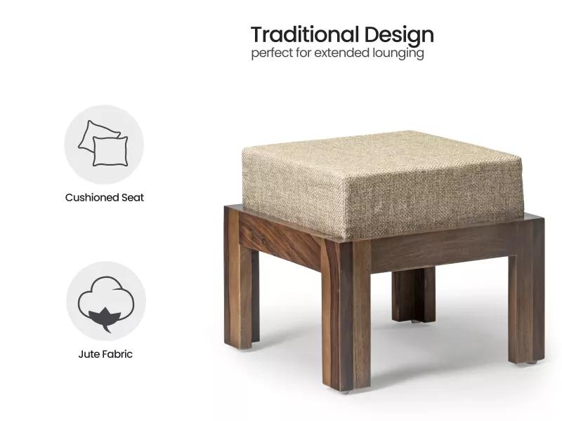 Belle Solid Wood Coffee Table with 4 Stools