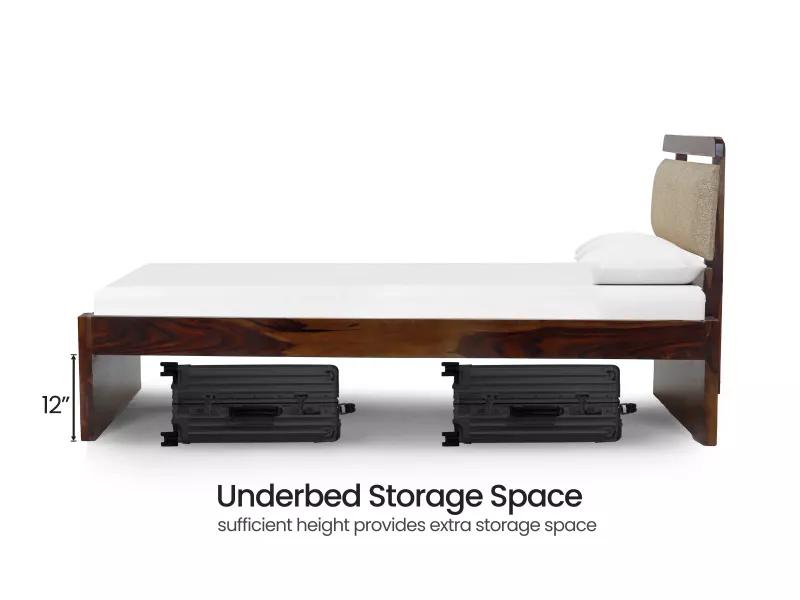 Belle Solid Wood Single Bed with 4 Inches Mattress