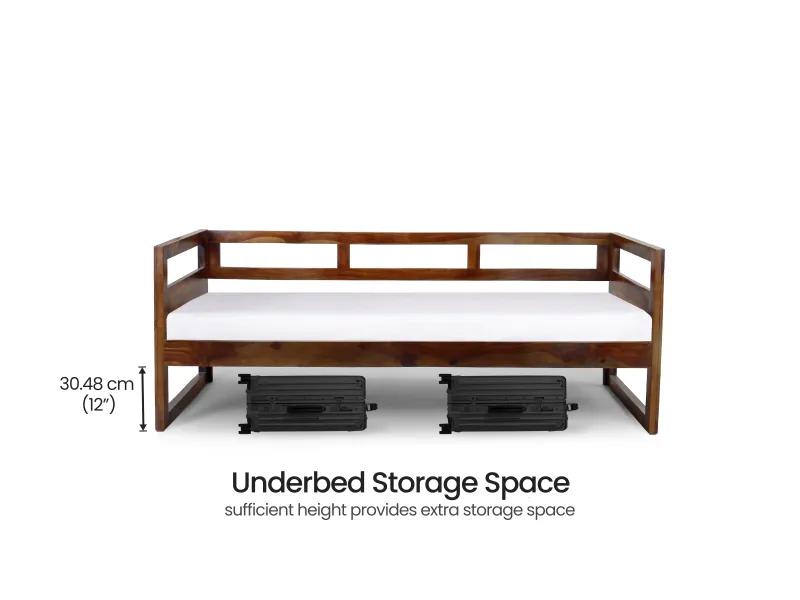 Hugo Solid Wood Sofa Cum Bed with 4 Inches Mattress