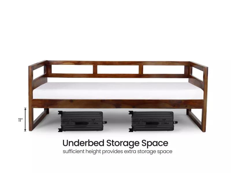Hugo Solid Wood Sofa Cum Bed with 4 Inches Mattress