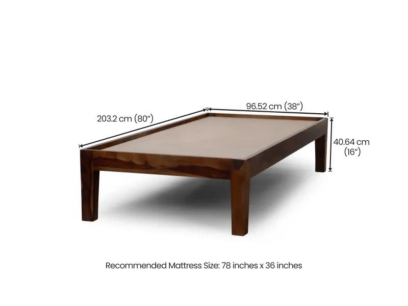 Hugo Solid Wood Diwan with 4 Inches Mattress