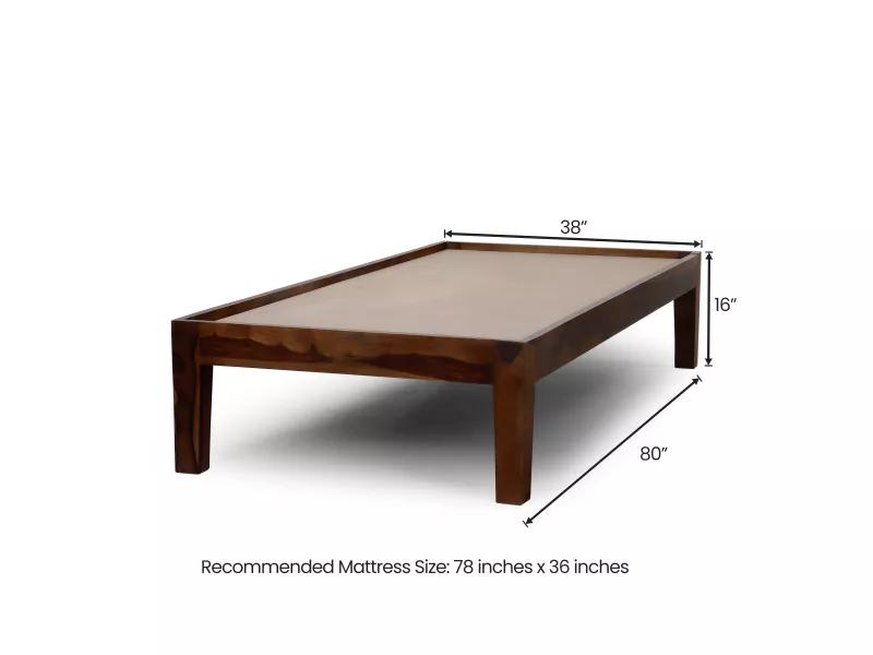Hugo Solid Wood Diwan with 4 Inches Mattress