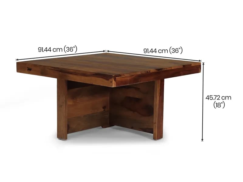 Vesta Solid Wood Coffee Table with 4 Stools