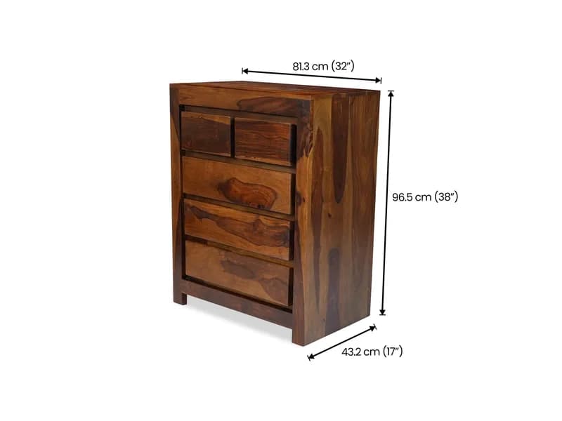 Vesta Solid Wood Chest of Drawer with 5 Drawers