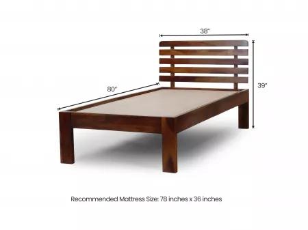 Alexa Solid Wood Single Bed with 4 Inches Mattress ( 78 x 36 Inches)