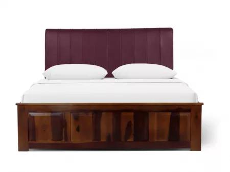 Regal Queen Bed with Burgundy Leatherite