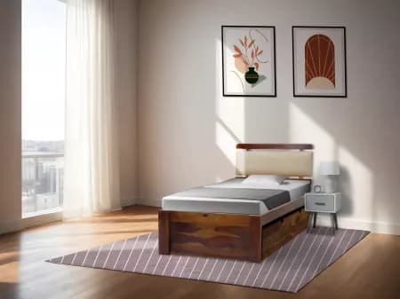 Belle Solid Wood Single Bed with Storage