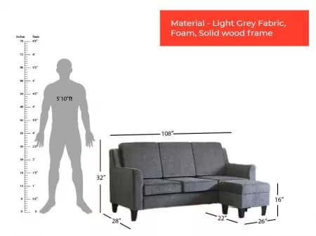 Erica L Shaped Sofa in Livid Color