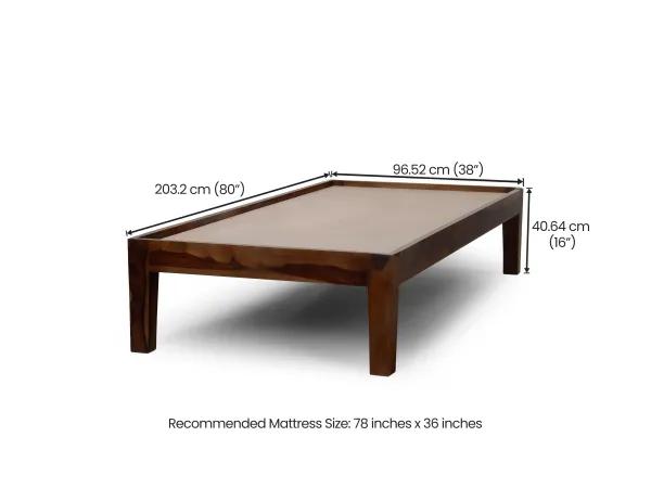 Hugo Solid Wood Diwan with 4 Inches Mattress