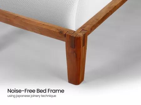 Jade Solid Wood Queen Size Double Bed with 4 Inches Mattress