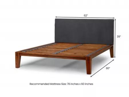 Jade Solid Wood Queen Size Double Bed with 4 Inches Mattress