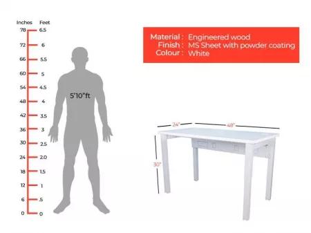 Power Engineered Wood Office Table in White Color