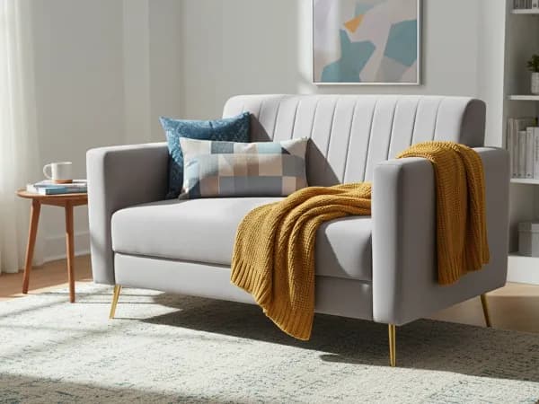 Tulip Upholstered 3 Seater Sofa in Grey Color