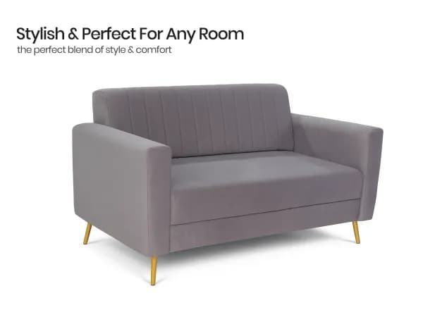 Tulip Upholstered 3 Seater Sofa in Grey Color