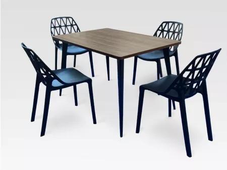 V leg 4 Seater Dining Table with 4 Tang Chairs