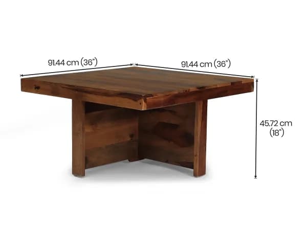 Vesta Solid Wood Coffee Table with 4 Stools
