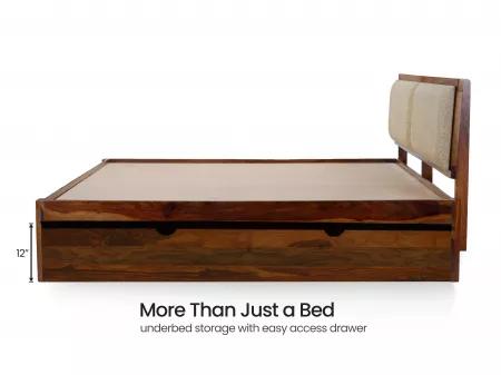 Vesta Solid Wood King Size Double Bed with Storage