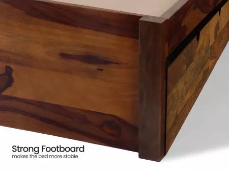 Belle Solid Wood Queen Size Double Bed with Storage