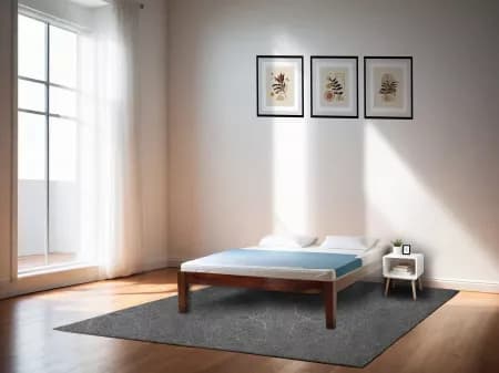 Hugo Solid Wood Queen Size Double Bed with 4 Inches Mattress