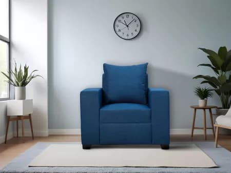 Hugo Upholstered Single Seater Sofa in Blue Color