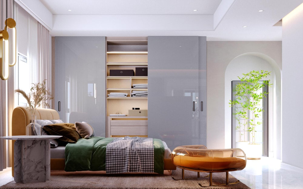 Modern Popular Bedroom Wardrobe Wooden Sliding Closet Design