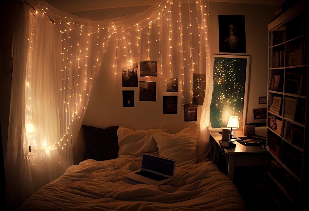 bedroom decor string lights