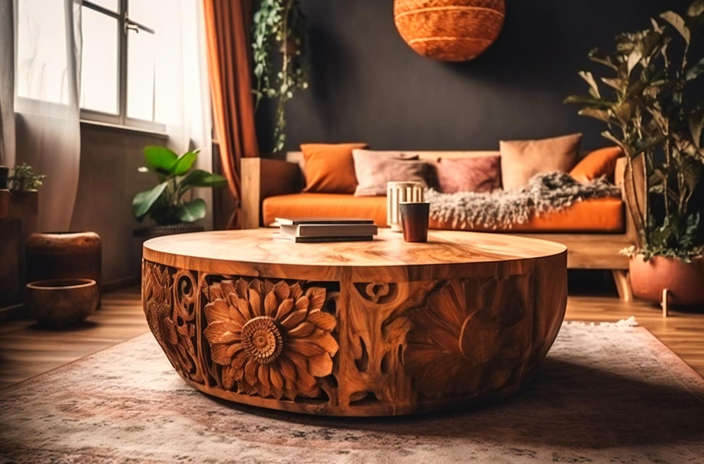 Wooden table deals living room