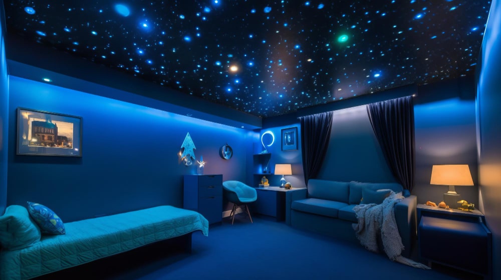 starry night bedroom ceiling design for kids