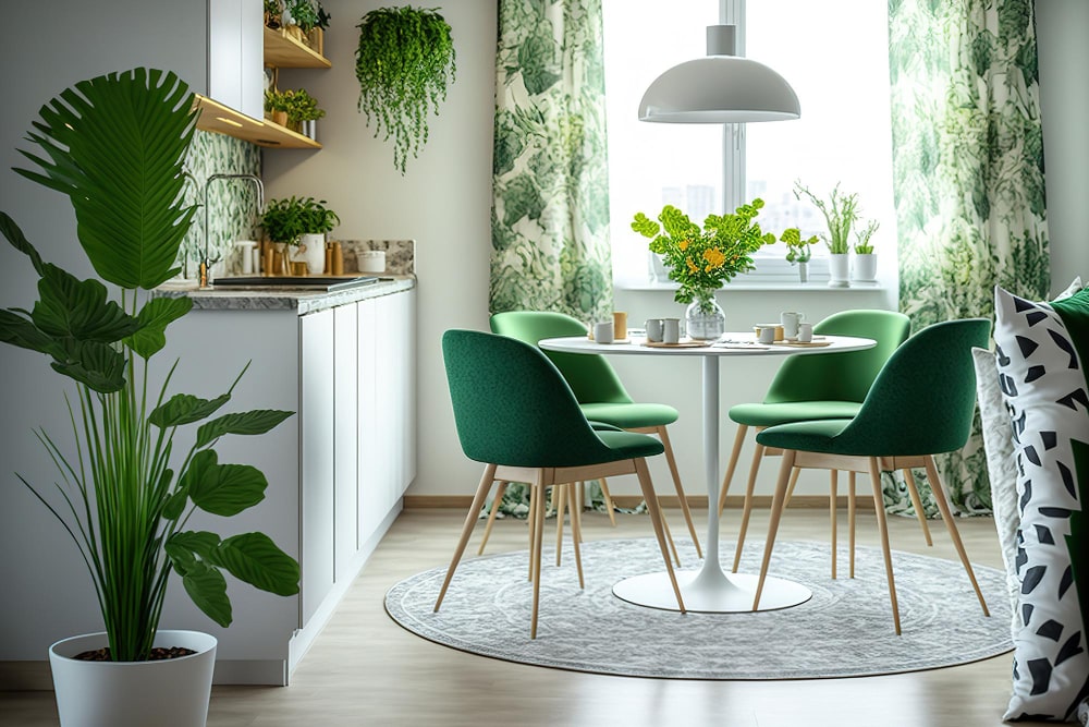 dining room with plants