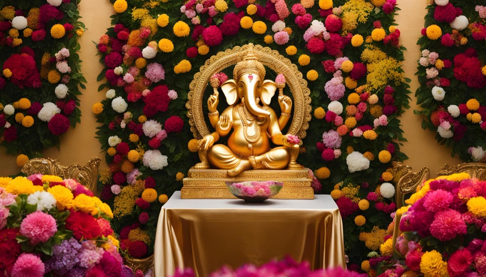 ganpati flower decoration 